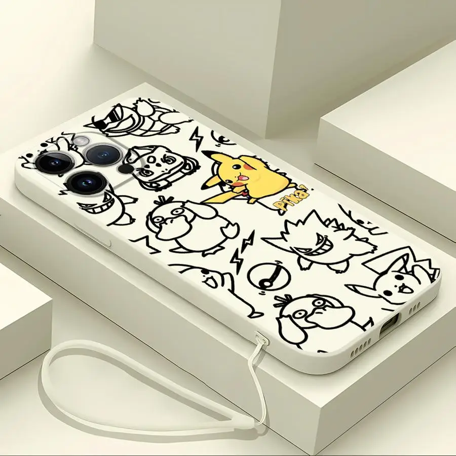 حافظة لهاتف آيفون 11 16e 13 16 16Pro Max 14 Pro 12 15Plus 15 غطاء ناعم بوكيمون بيكاتشو