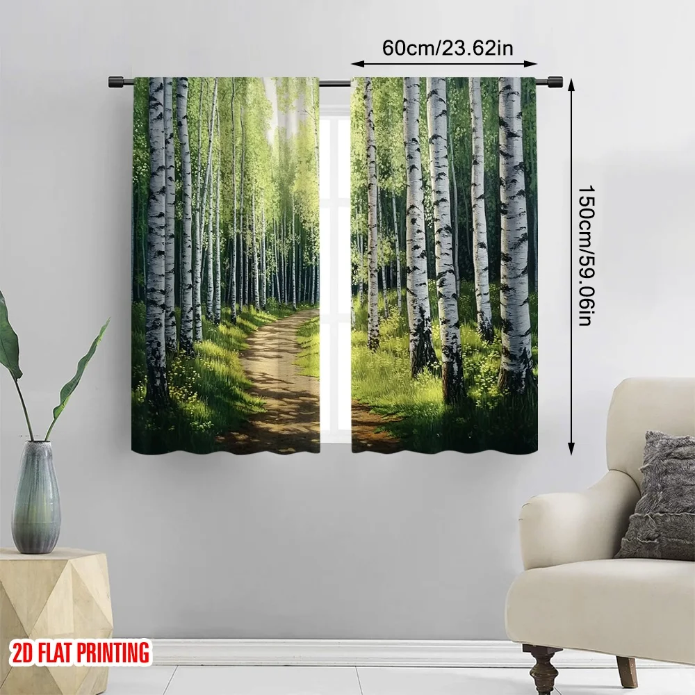 2pcs 2D flat printing Party Curtain Nature Scenery Digital Printed Polyester Drapes Festive Wall Decor Use for Photo Booths