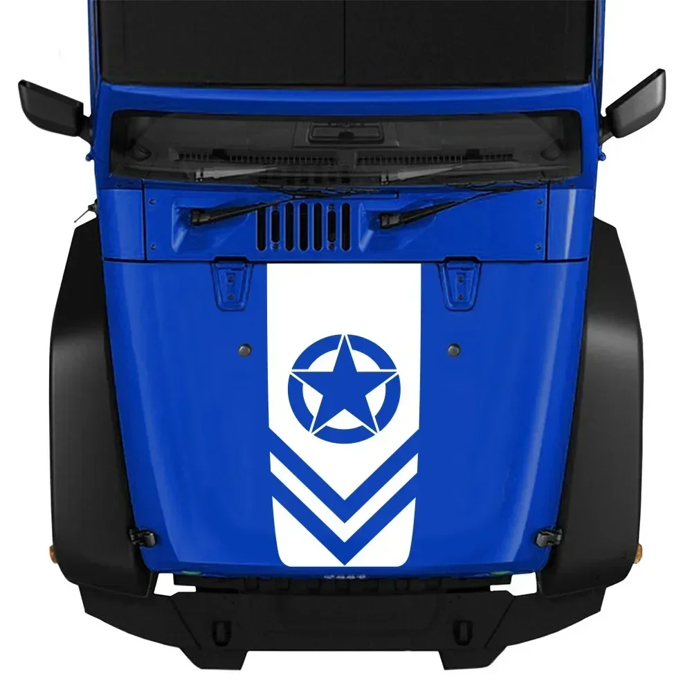 

Наклейка на капот с узором в виде звезд для Jeep Wrangler, военные наклейки, виниловые наклейки с армейскими звездами, водонепроницаемая автомобильная наклейка для моделей JK TJ LJ