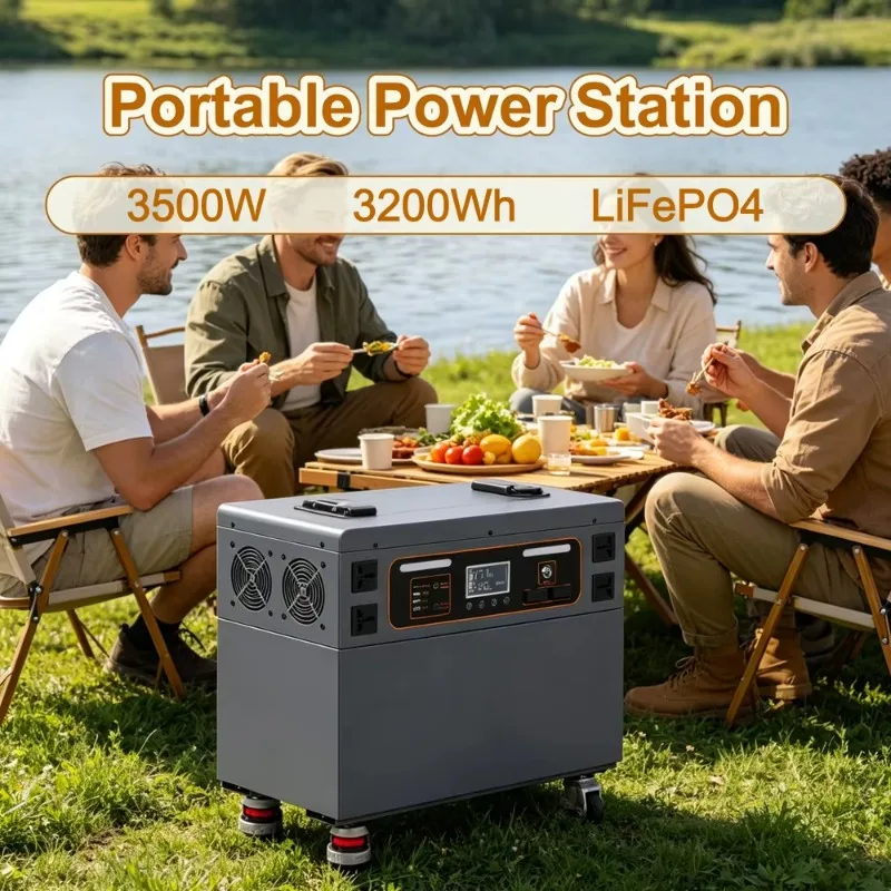 3500W Power Station 3200Wh Outdoor Camping Portable Solar Generator Power Backup Battery Emergency