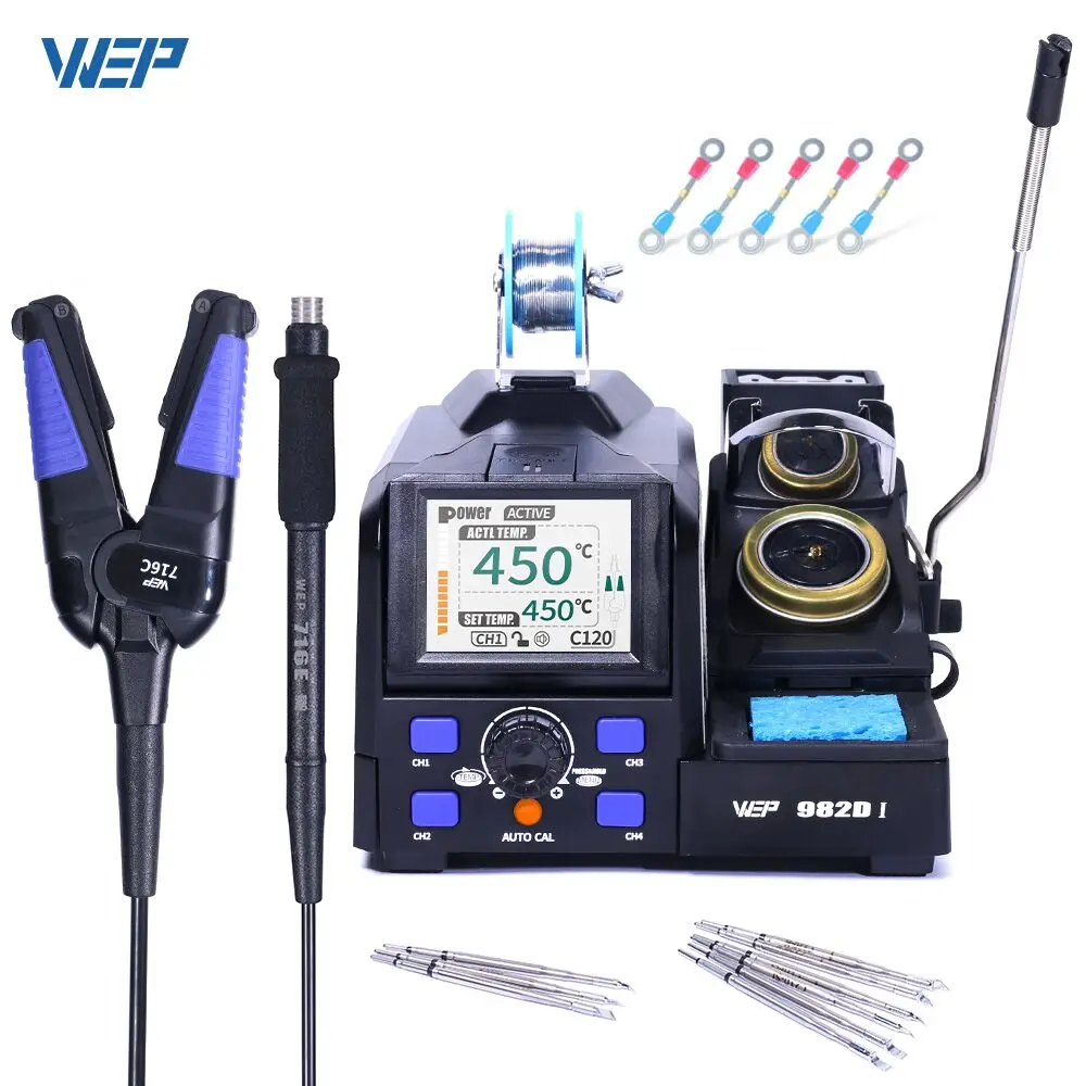 WEP 982D-I Pro Precision Soldering Station Desoldering Tweezers Soldering Iron Rework Station For Micro Component, 2-in-1 Tool