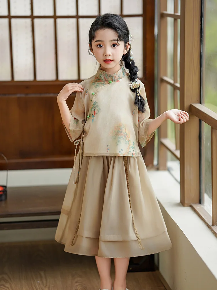 Family Clothes Chinese Lady Hanfu New Year Clothing Kids Tangsuit Children Party Outfits Qipao Wedding Dress Girls Birthday Gift