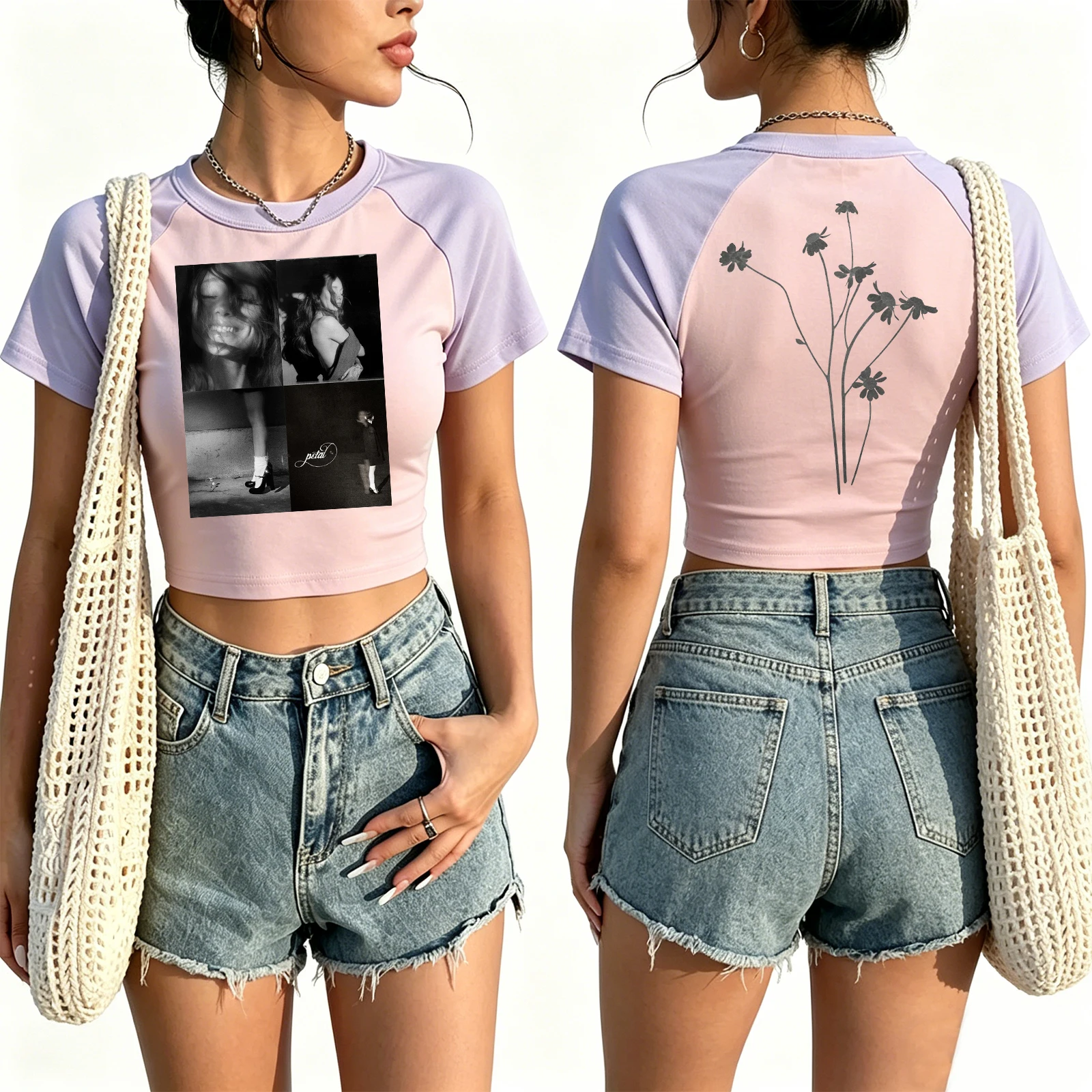 Ariana Grande Petal Album Crop Tops T-Shirt Girls Fashion Women O-Neck Short Sleeve T Shirt Tops