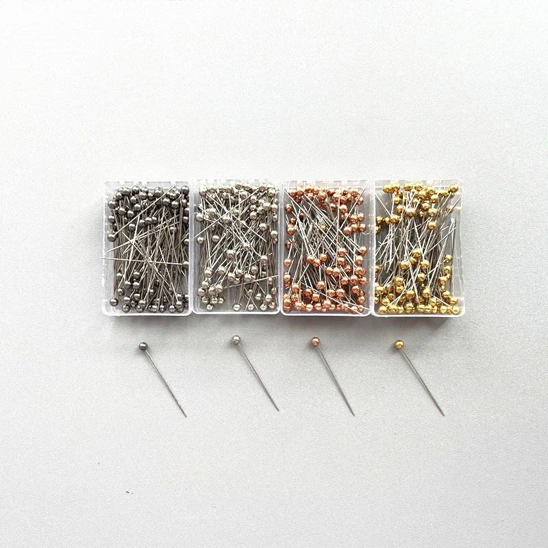 100Pcs/Box 38cm Solid Round Pearl Head Needles Stitch Straight Push Sewing Pins For Dressmaking DIY Sewing Tools Positioning