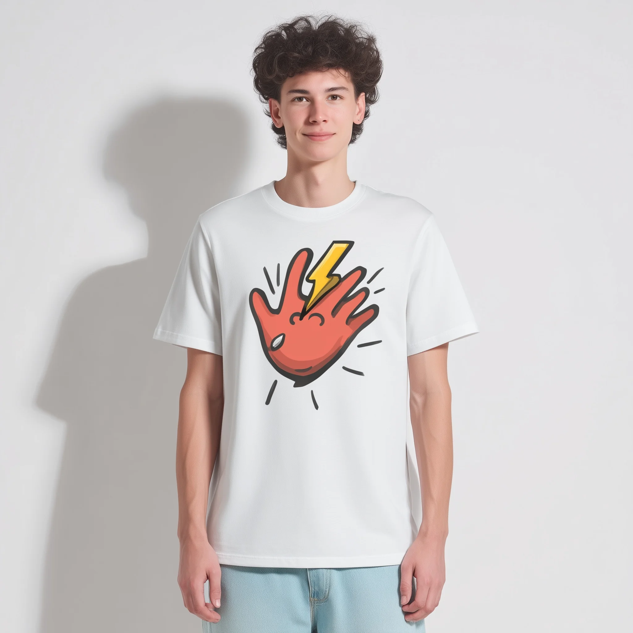 

Teevo Casual T-Shirt White Lightning Hand Print Daily Wear