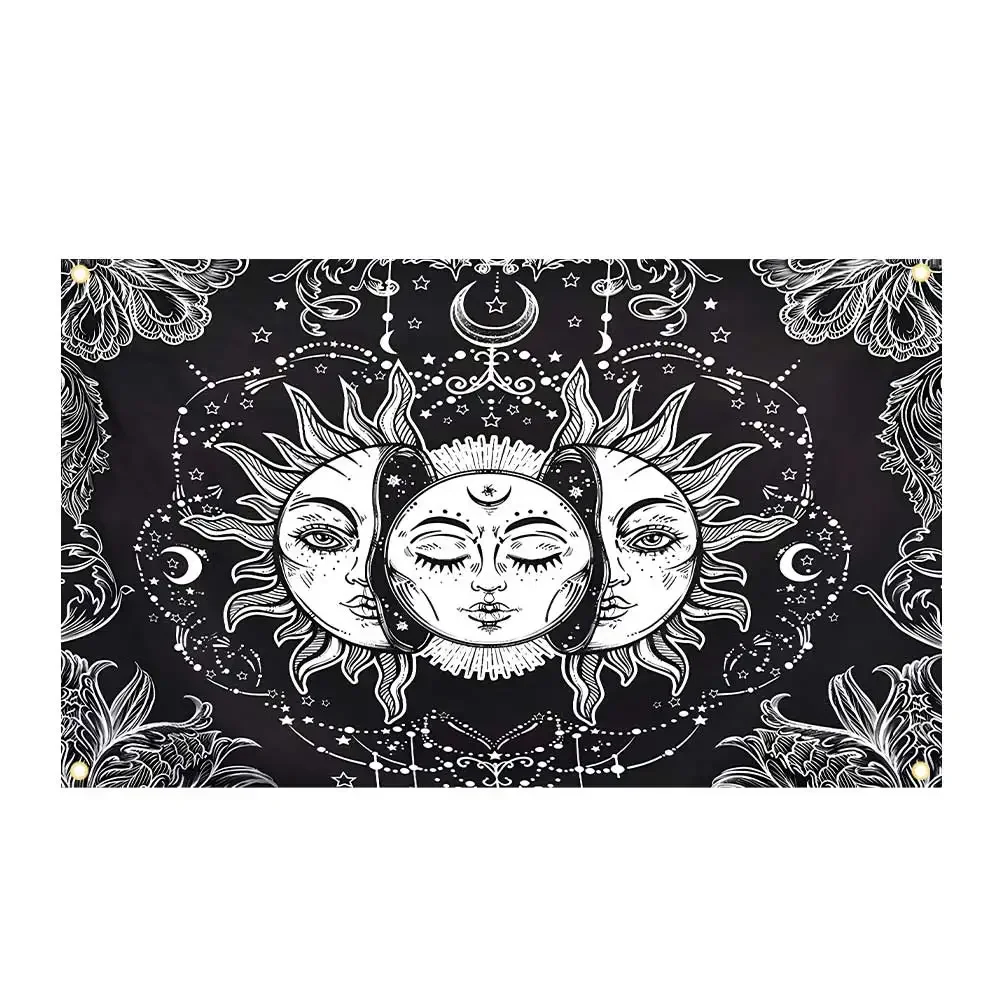 2x3fts 3x5fts Sun and Moon Flag Psychedelic Black and White Mystic Wall Hanging Pattern Tapestry Banner For Indoor Decoration