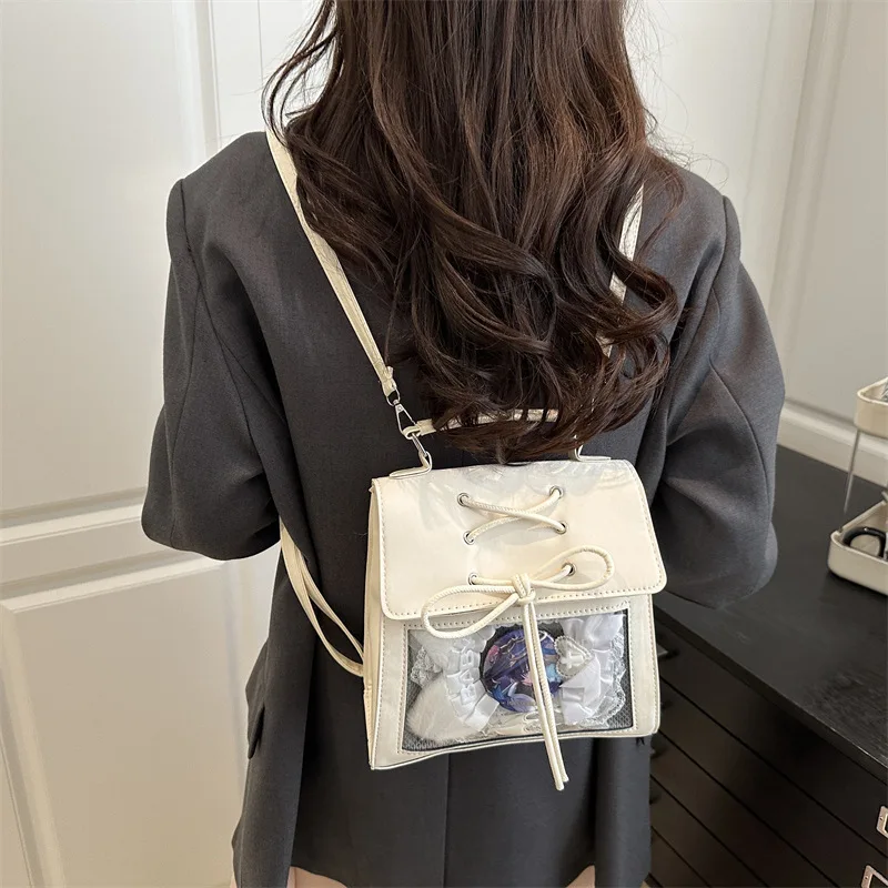 Japanese Minimalist Ita Bag Backpack for Anime Goods Badges Niche Textured 2-Way Tote Shoulder Bag Versatile Travel Daypack