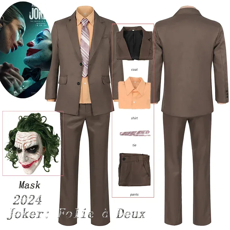 قناع تنكري لفيلم الجوكر 2 لعام 2024 جوكر: فارس الظلام يرتفع زي حفلات الهالوين كرنفال Sock6;d'3,h'7.b