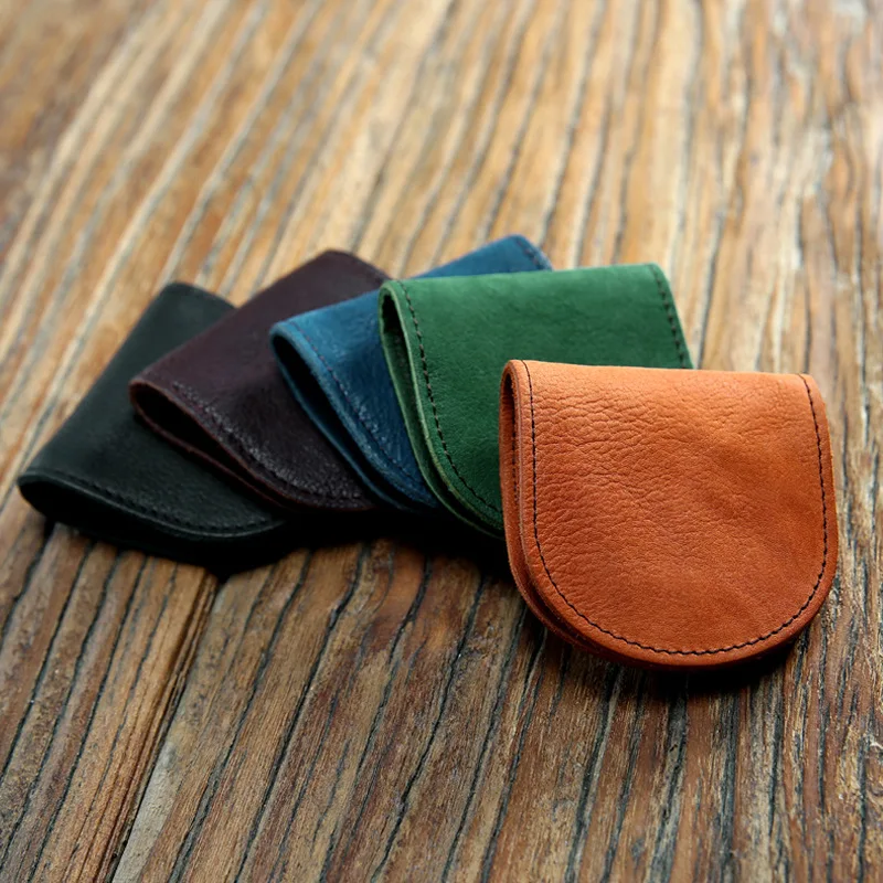 

Cowhide Leather Coin Pouch Change Holder Mini Slim Pocket Wallet for Men Women Fashionable Money Clip Travel Bags with Hasp