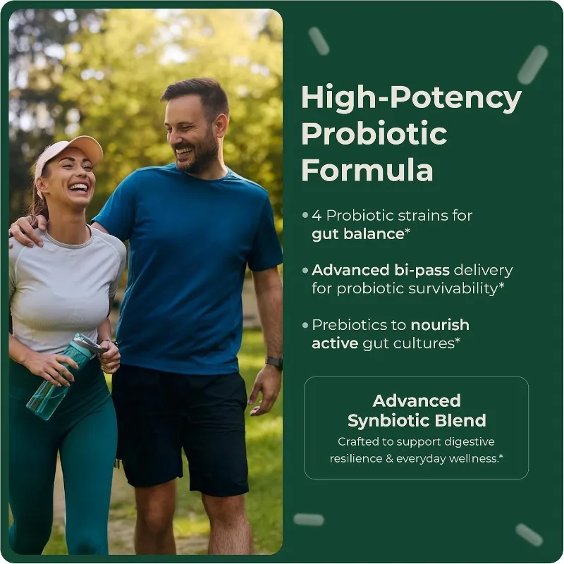 40 Billion Probiotics Containing Prebiotics, 4 Types of Lactic Acid Bacteria - Digestive Health Support, 60 Vegetarian Capsules