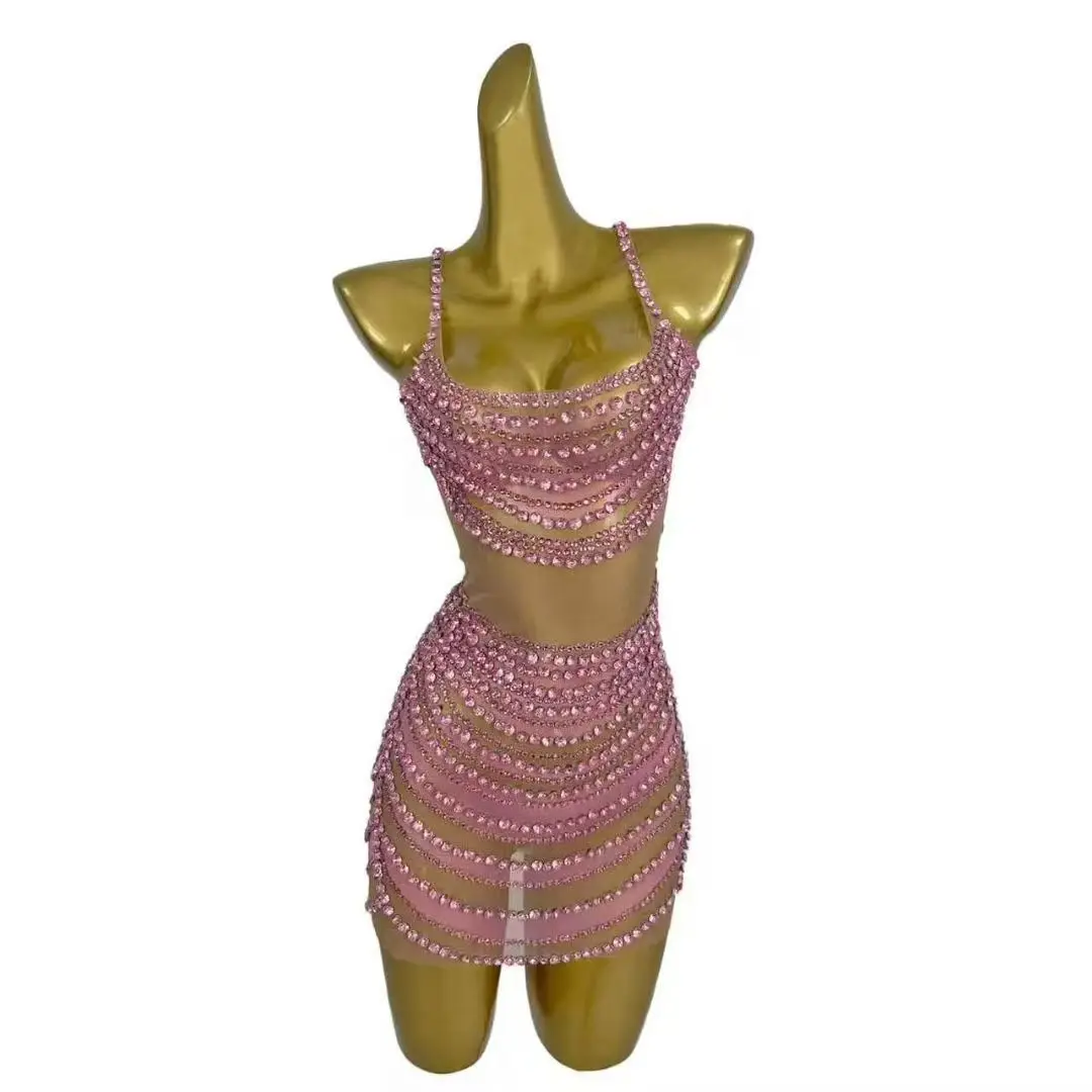 Krótka spódniczka wysadzana diamentami dla kobiet, idealna na urodziny, do klubu nocnego, baru, na występy gogo, z pełnym diamentowym paskiem, dopasowany krój, diamentowa Y030