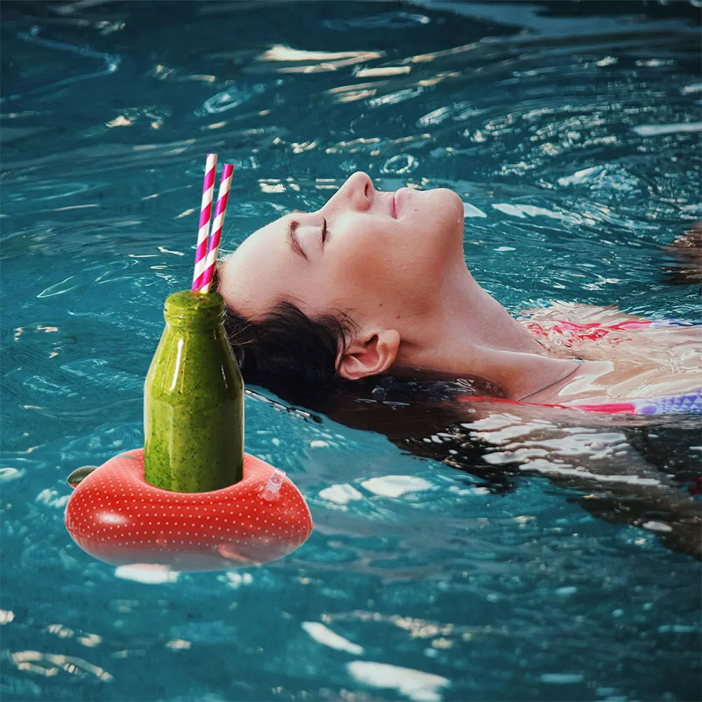 

4 Pcs Inflatable Water Float Boys Floating Beverage Holder Desk Toy Red Hot Tub Drinks
