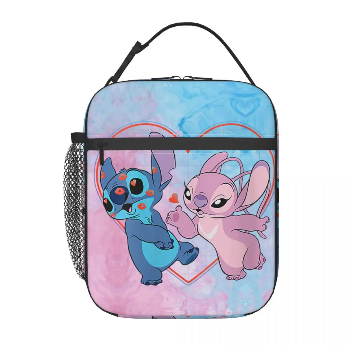 Custom Stitch Lilo Angel Heart Kisses Lunch Bag Thermal Cooler Insulated Lunch Box Work Office Picnic Food Tote Bags portatili