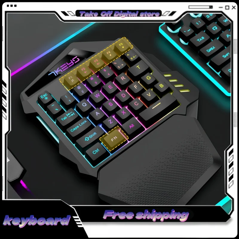 Single Handed Gaming Keyboard 2.4g Wireless Luminescence Left-Handed Small Keyboard Abs Material 460g Tablet Laptop Office Games