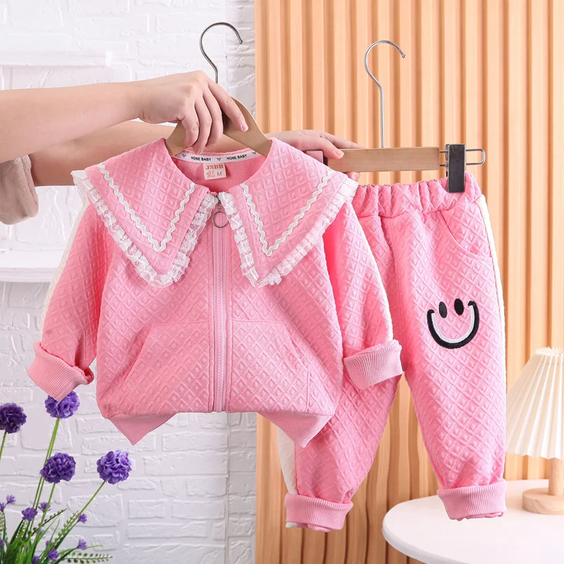 

Christmas Outfit Spring Autumn Baby Girl Clothes for 1 to 3 Years Korean Fashion Zipper Cardigan Jackets and Pants Kids Clothing