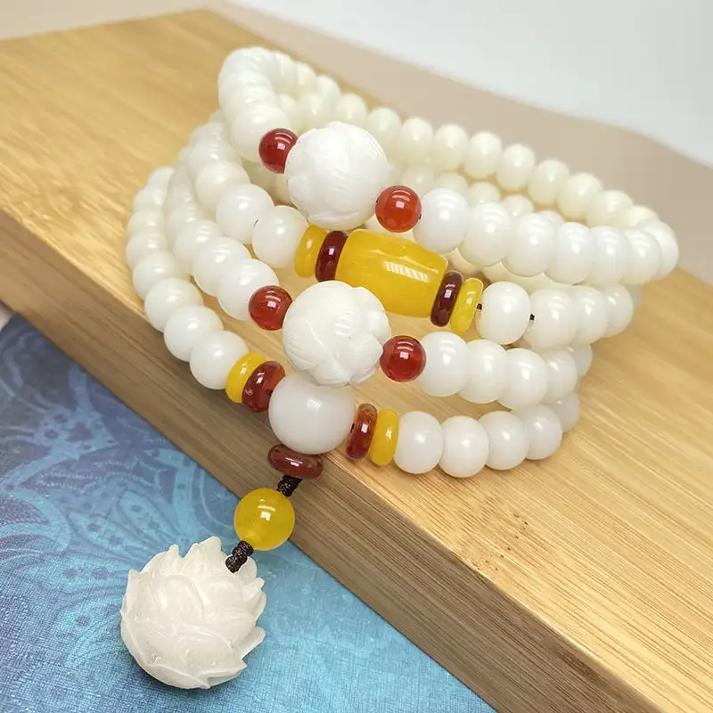 Buddha Stones Lotus Bodhi Seed Mala 108 Beads Protection Bracelet