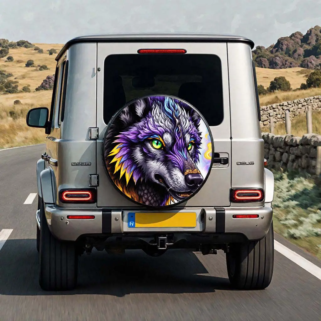 

Яркий чехол для шин с волком, художественная защита запасного колеса для внедорожника, грузовика, автофургона, прицепа, прочный чехол