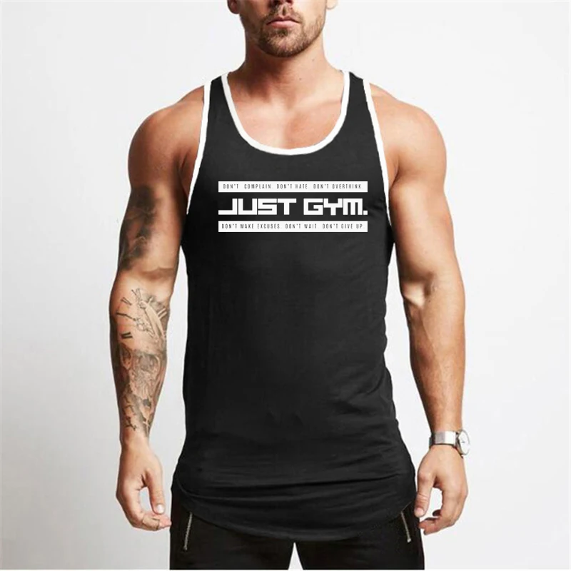 Men Vest Cotton Tank Top Sleeveless Bodybuilding Gym Workout Fitness Training Muscle Shirt Summer Sports Singlet Casual Clothing