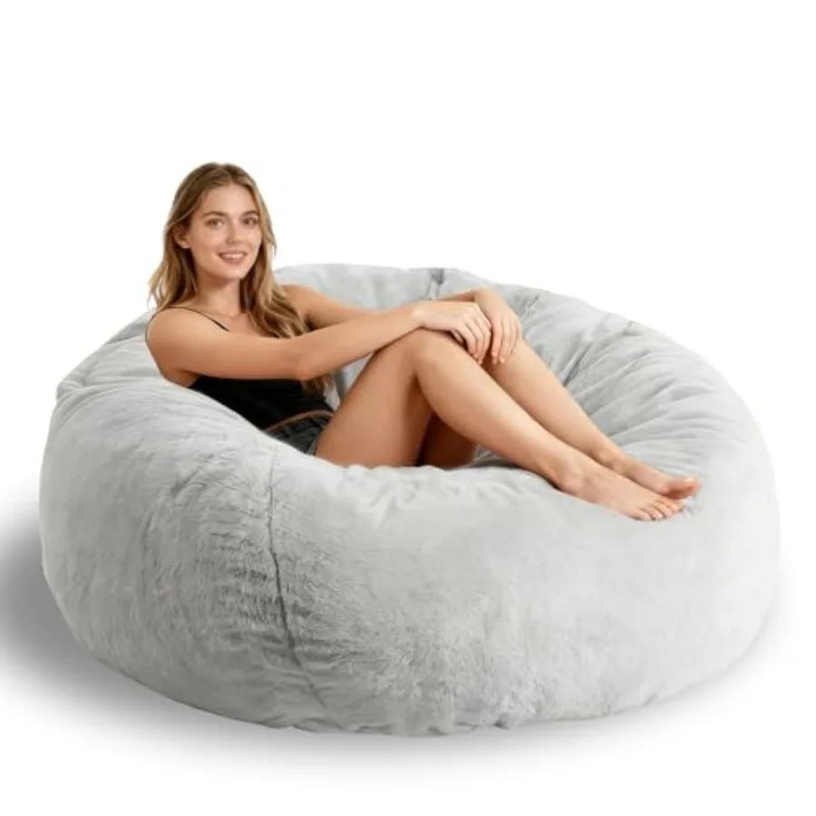 Faux Fur Comfy Bean Bag Chair Cover No Filler Fluffy Stuffed Animal Storage Bean Bag Covers Large Sofa for Adults Premium Furry