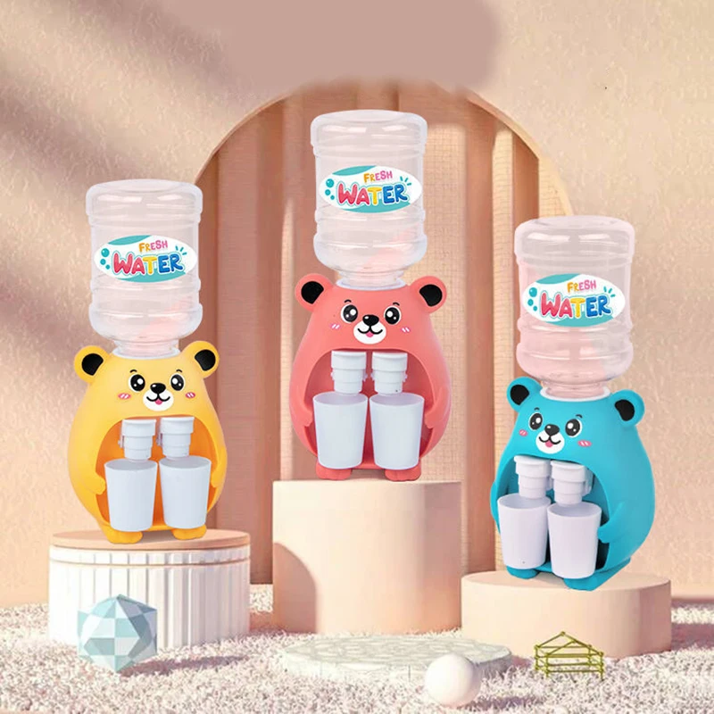 Mini Little Bear Outlet Water Dispenser Simulated Kitchen Toy For Children Gift Cartoon Water Juice Milk Drinking Fountain Prop