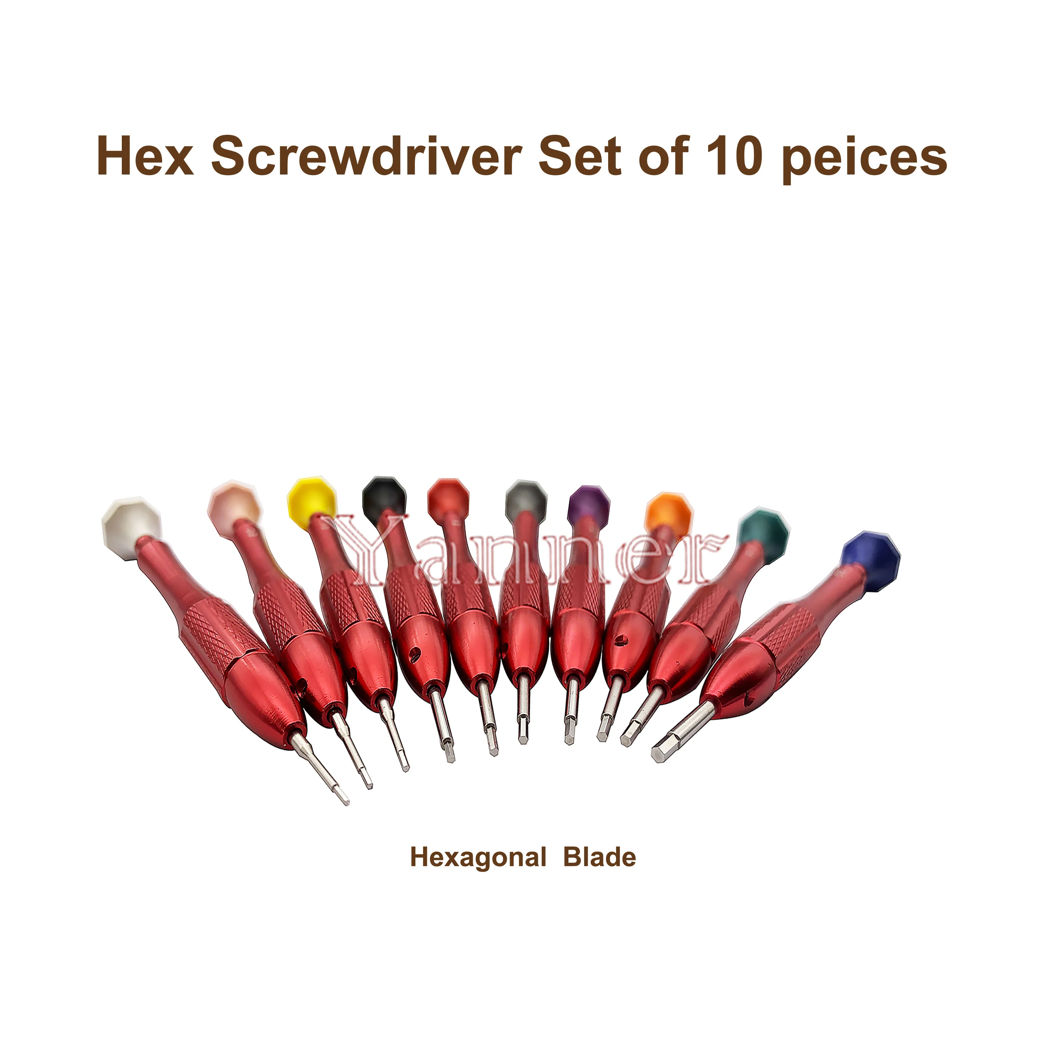 10 Pcs Precision Hex Screwdriver with High Quality Professional Watchmaker Tools 0.8-2.0mm Hexagonal Blade screwdriver
