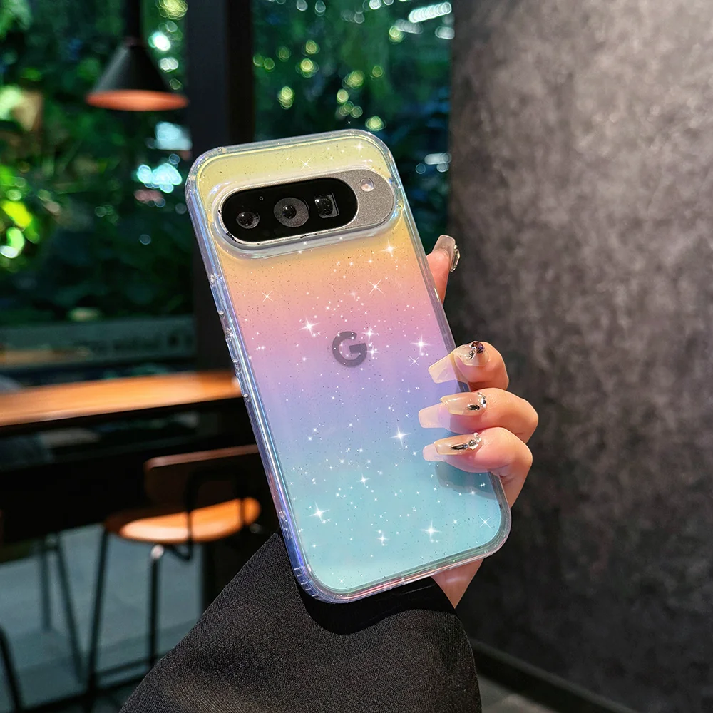 Luxuriöse Laser-Glitzer-Handyhülle für Google Pixel 9 10 11 Pro XL 9A 9pro für Magsafe, magnetischer, stoßfester Bumper, harte Schutzhülle