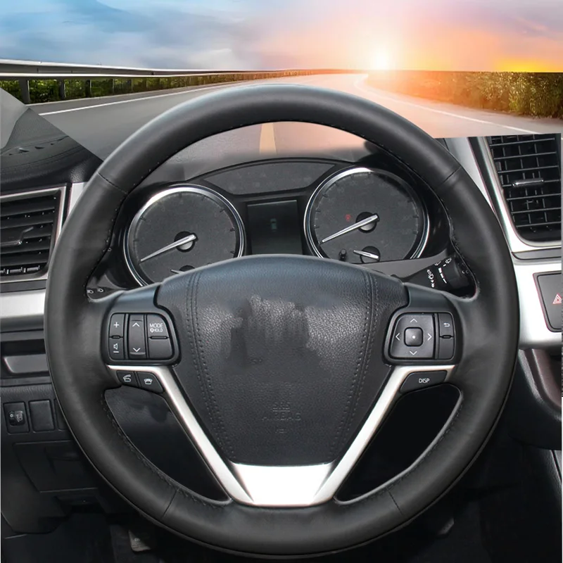 

Изготовленный на заказ чехол на руль с автоматической оплеткой для Toyota Highlander 2014 2015 2016 2017 2018 2019 Sienna 2015-2019 автомобильные чехлы