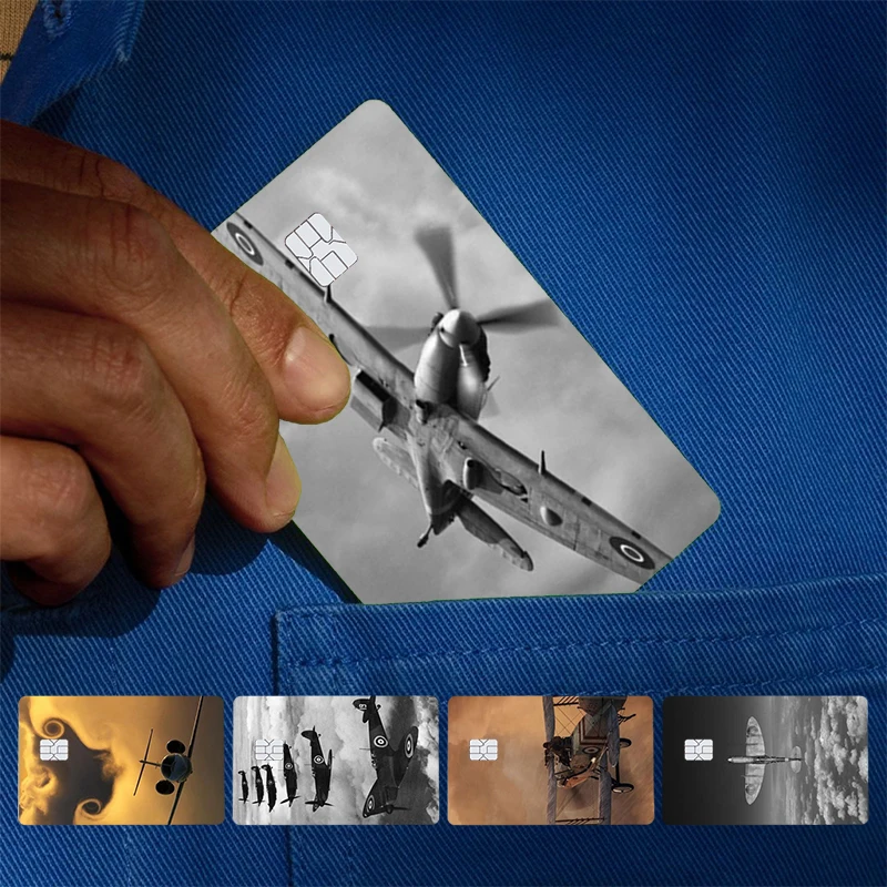 Spitfires Military Plane Cover Skin Sticker For Credit Card Bank Debit Bus Card Front Side