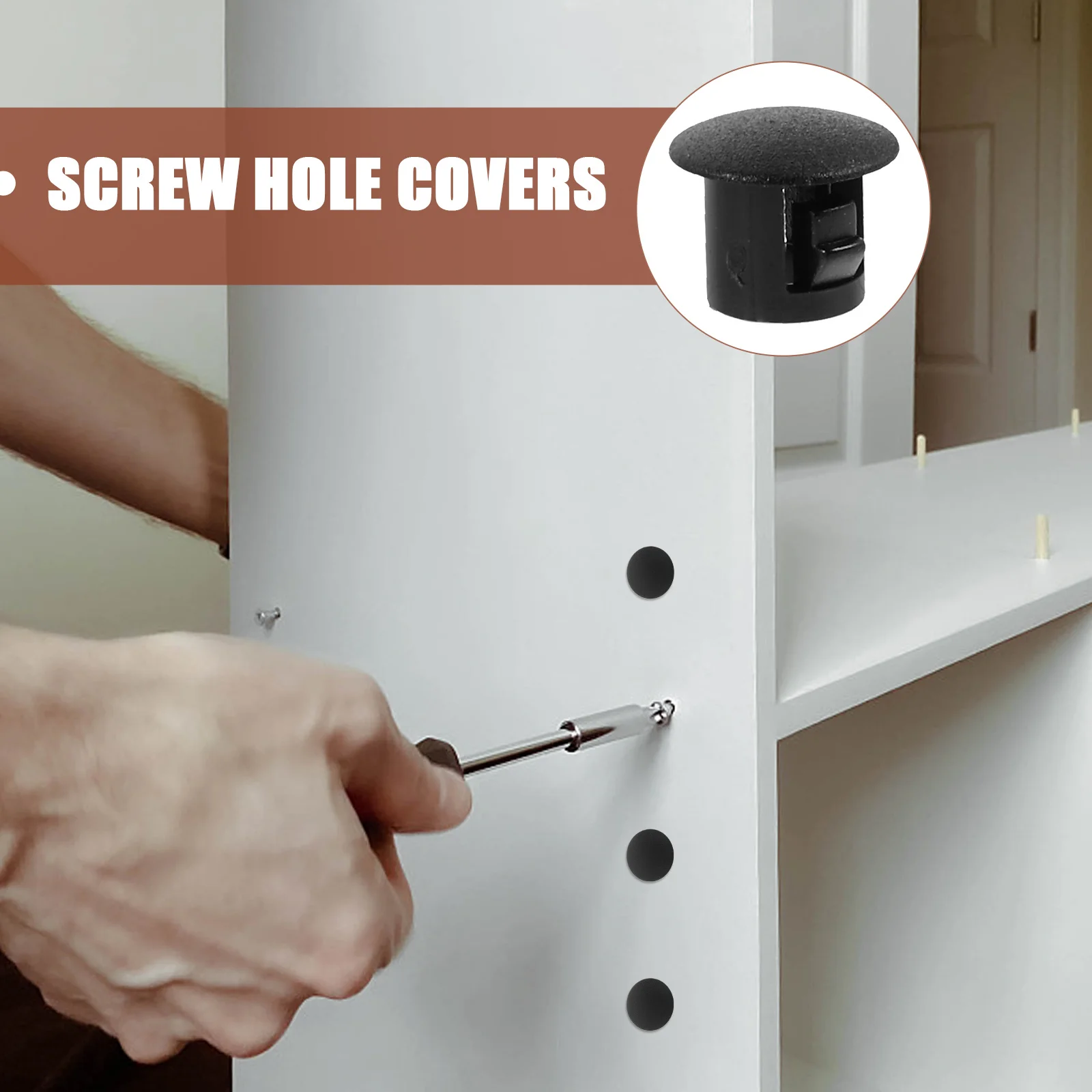 20개 나사 플러그 10mm 소형 구멍 플러그 커버 가구 캐비닛 도어 창문 재사용 가능한 플라스틱 구멍 캡 고정 하드웨어