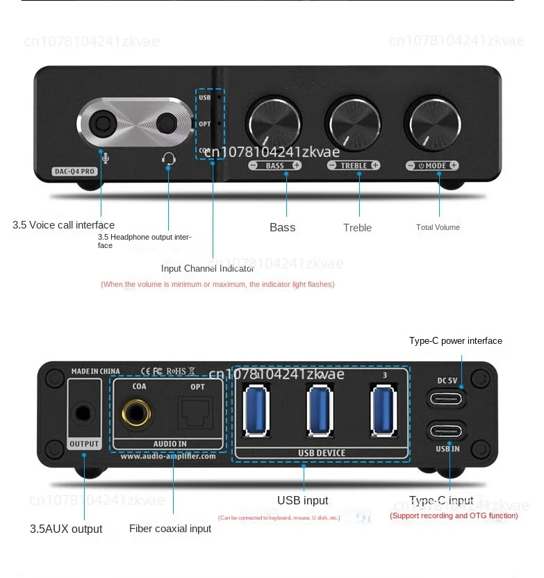 DAC Decoder Fever Audio USB Disk Player Turntable Mobile Phone Headphones Microphone Front Stage