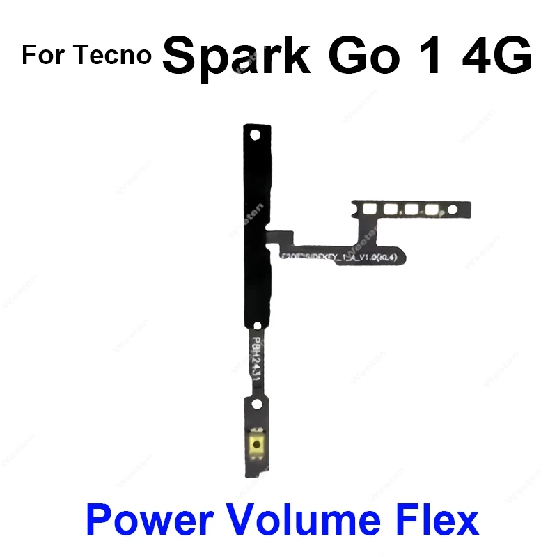 Audio Power Volume Flex Cable For Tecno Spark Go 1 2020 2023 2024 4G Power Volume Flex Cable Flex Ribbon Replacement