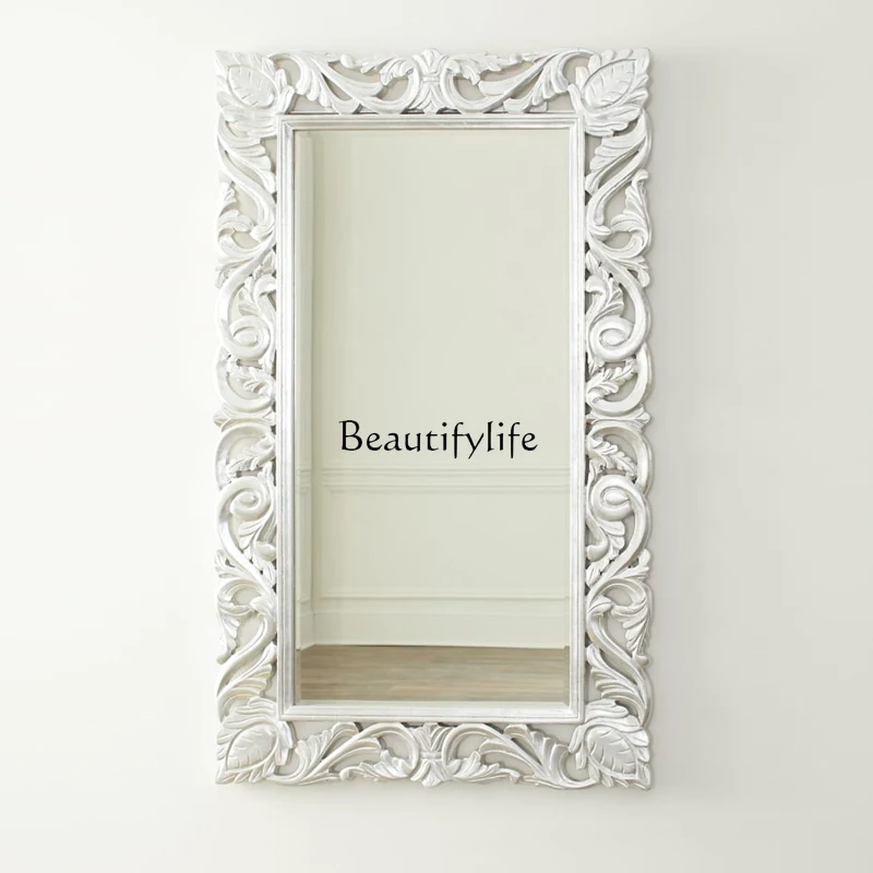 

French retro carved mirror living room fireplace porch decorative mirror