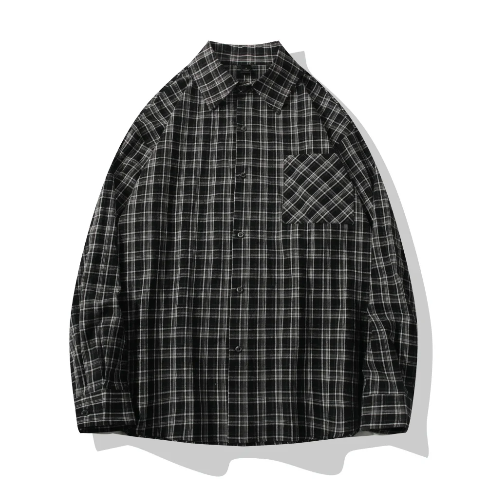 

Spring Autumn Plaid Shirt Women Loose Casual Cotton Long Sleeve Top Couple Style Blouse Fashion Tops