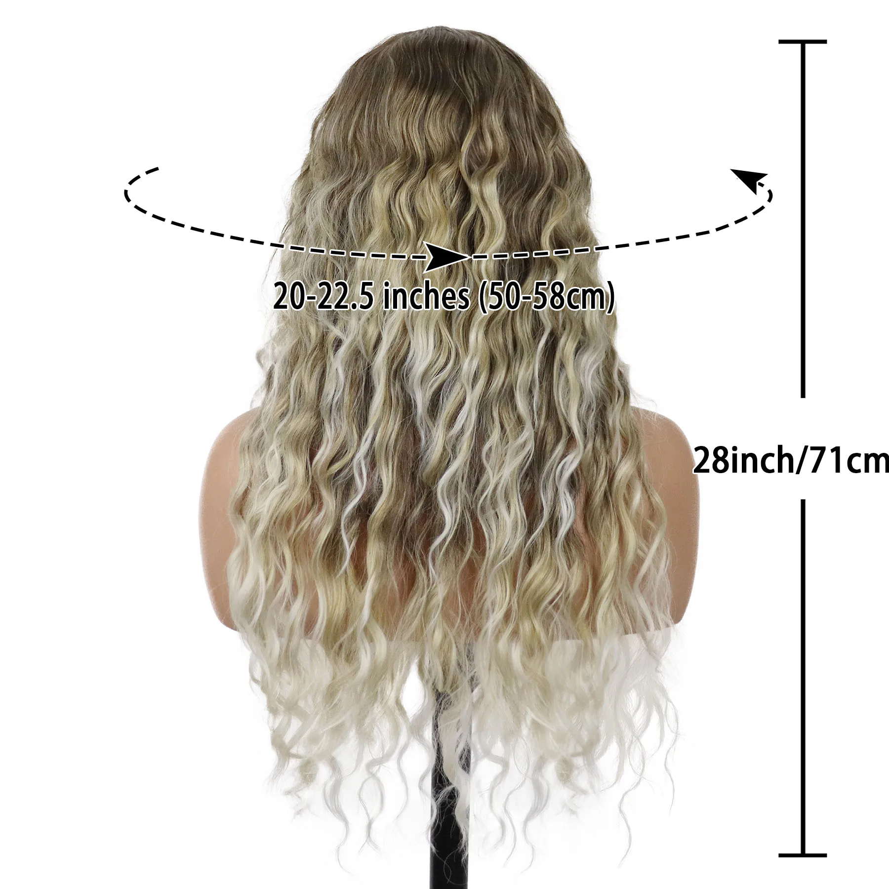 Synthetic Long Curly Wig Female Ombre Blond Wig with Bangs Natural Hairstyles Fake Scalp Hair Replacement Ash Blonde Wigs Wave