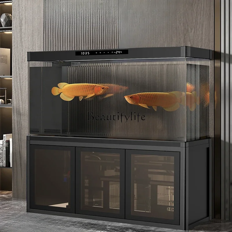 

N Fish Tank Aquarium Living Room Floor Large Change Water Ecological Super White Glass Bottom Filter