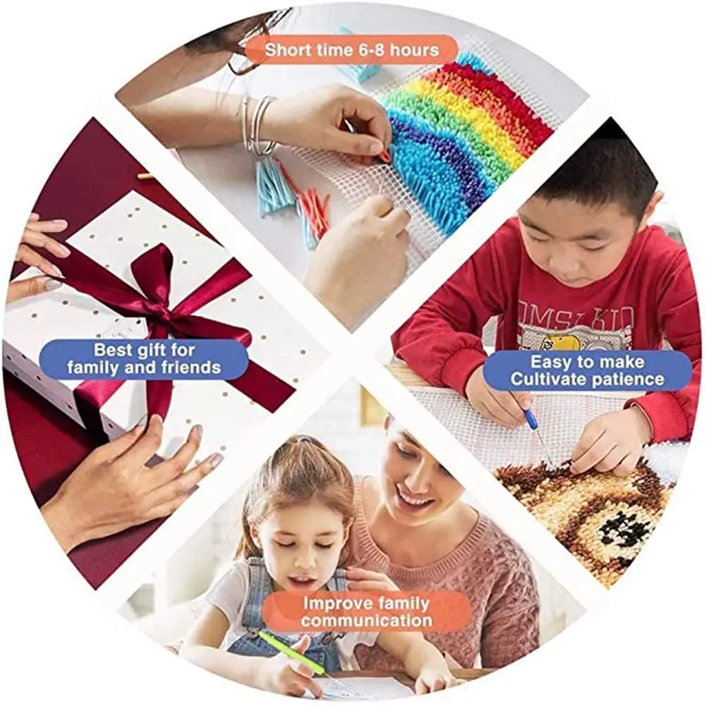 

Latch Hook Kit DIY Pillow Cover Making Craft With Butterfly Pattern Printed Canvas Crochet Yarn Kit For Kids Adults-[A04I Tools]