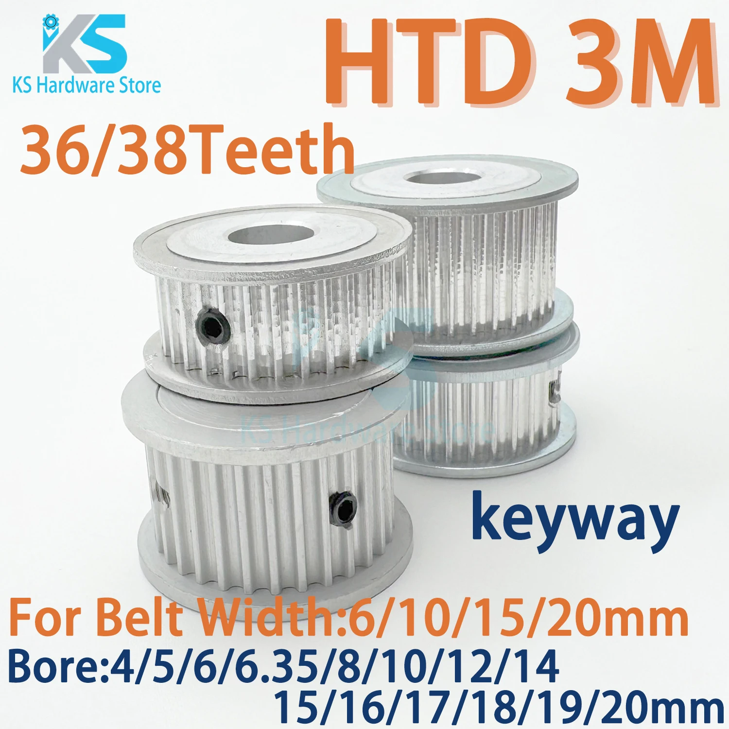 HTD 3M 36T 38T Synchronous Wheel 36Teeth 38Teeth Width 6/10/15/20mm HTD3M Timing Pulley 36T 38 Bore 4mm 5 8 12 14 16 25mm keyway