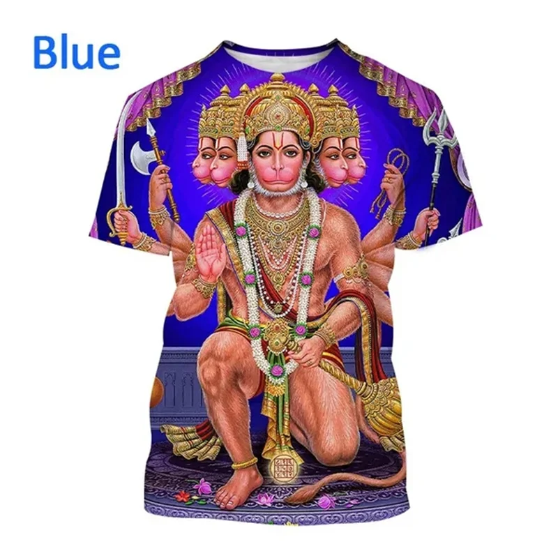 New Indian Monkey God Hanuman 3D Printed T-Shirt Men And Women Tees Hindu Myth Figure Pattern Streetwear T Shirts Classic Tops