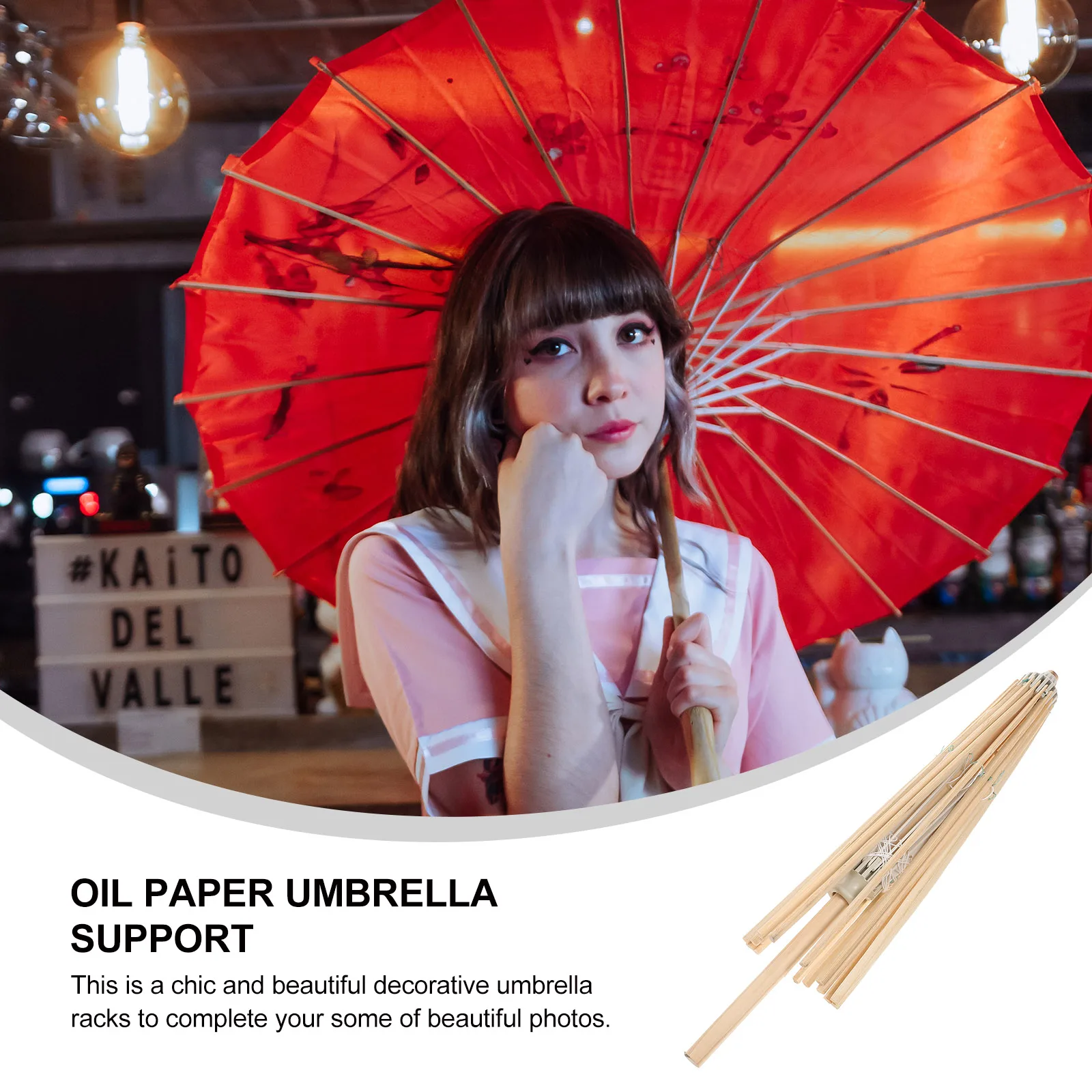 

2pcs OilPaperUmbrellaStand BambooWeddingParasolFrame DurableLongUse DecorativePhotoProps HomeFestivalPartyGift ChicElegantDesign