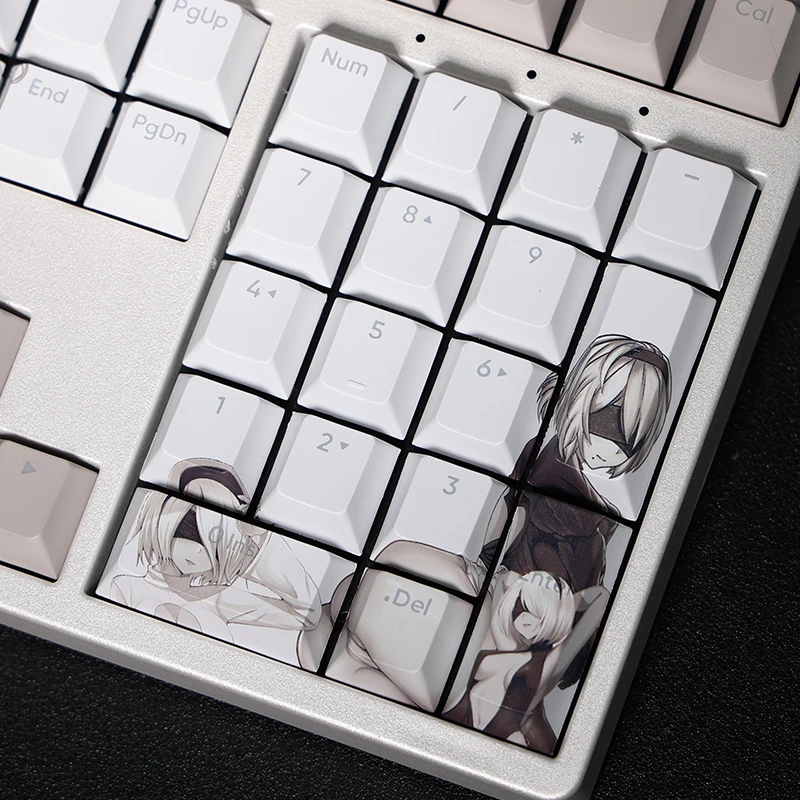 108 Keys PBT Dye Subbed Keycaps Cartoon Anime Gaming Key Caps NieR 2B Backlit Keycap For ANSI Layout