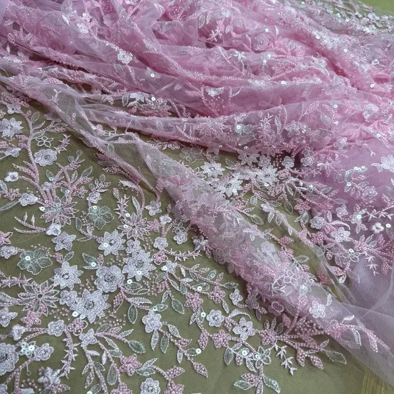 new-multi-color-nail-bead-three-dimensional-flower-embroidery-lace-mesh-fabric-diy-fashion-wedding-dress-clothing-accessories