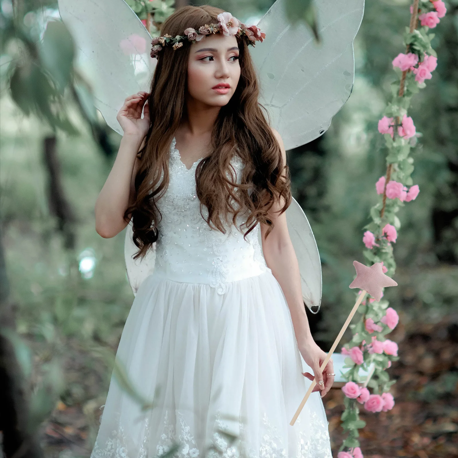 Baguette féerique en forme d'étoile, 2 pièces, accessoires magiques pour fête d'anniversaire pour enfants, accessoire de photographie de danse, baguette féerique en forme d'étoile