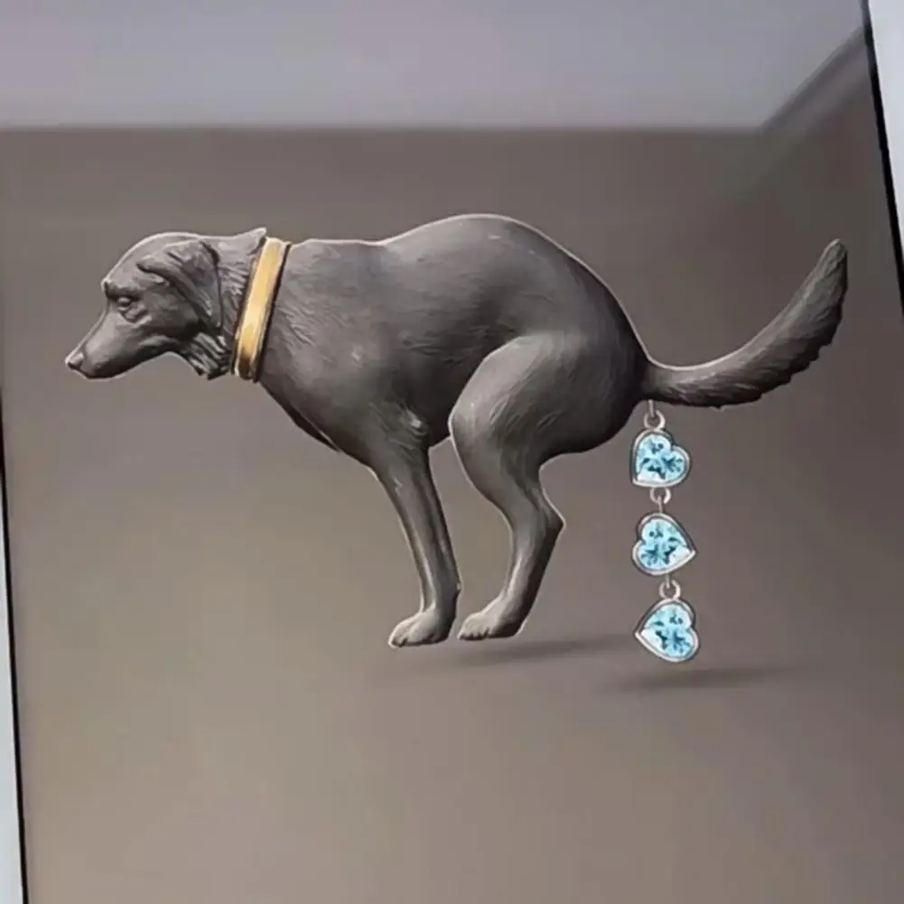 الكلب بروش حجر الراين القلب الكلب التبرز بروش المضادة للانزلاق معطف طوق حقيبة الديكور مجوهرات للملابس اليومية الملابس حلية #4