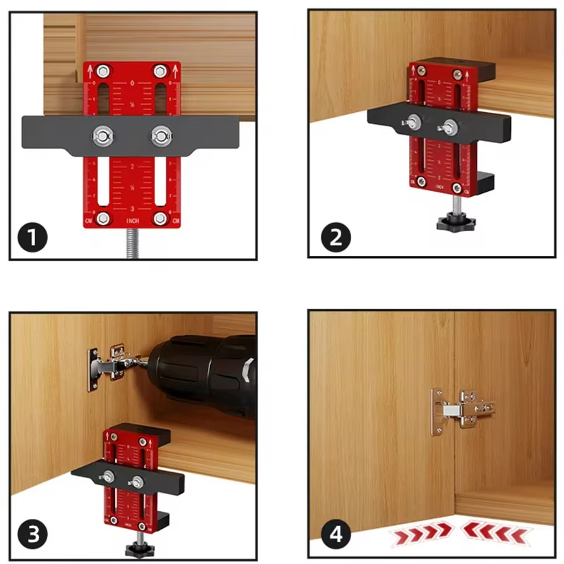 Cabinet Door Mounting Jig, with Support Arm&Clamp, Aluminum Alloy Body Tool for Installing Cabinets with Face Frame or Frameless