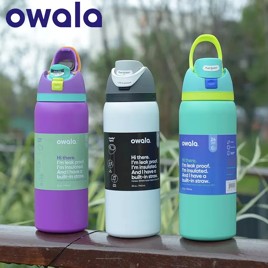 OWALA בקבוק – בקבוק מים מבודד עם צינור, מותאם לנסיעה ולספורט