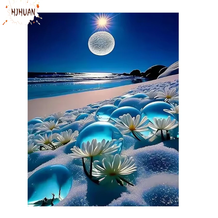 

DIY Алмазная картина Абстрактное искусство; Луна; цветок Набор для вышивки крестом Полная дрель Вышивка Мозаика Настенное искусство Картинки Подарок Домашний декор.