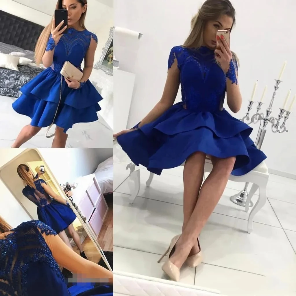 Luxury new sexy Short Decal Mini short Multi-layered Homecoming Evening dress Long sleeves Sweet graduation Party ball dress