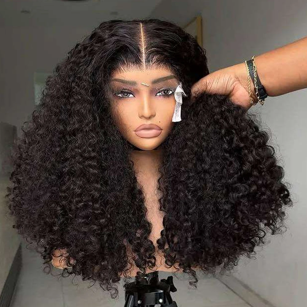 24 Inch 13x6 Deep Wave Lace Front Wigs Human Hair HD Full Lace Frontal Wigs Pre Plucked Bleached Knots 180% Density Deep Curly Human Hair Wig Natural Color