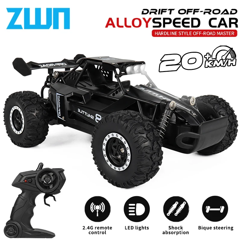 ZWN 1:16 2.4Gh Model RC Araba LED Işıkları Ile 2WD Off-road Uzaktan Kumanda Tırmanma Aracı Açık oyuncak arabalar Erkek Kız Hediyeler için