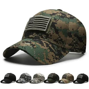 American Flag Camouflage Sticker Embroidered Baseball Cap Net Hat Men's Outdoor Velcro Cap